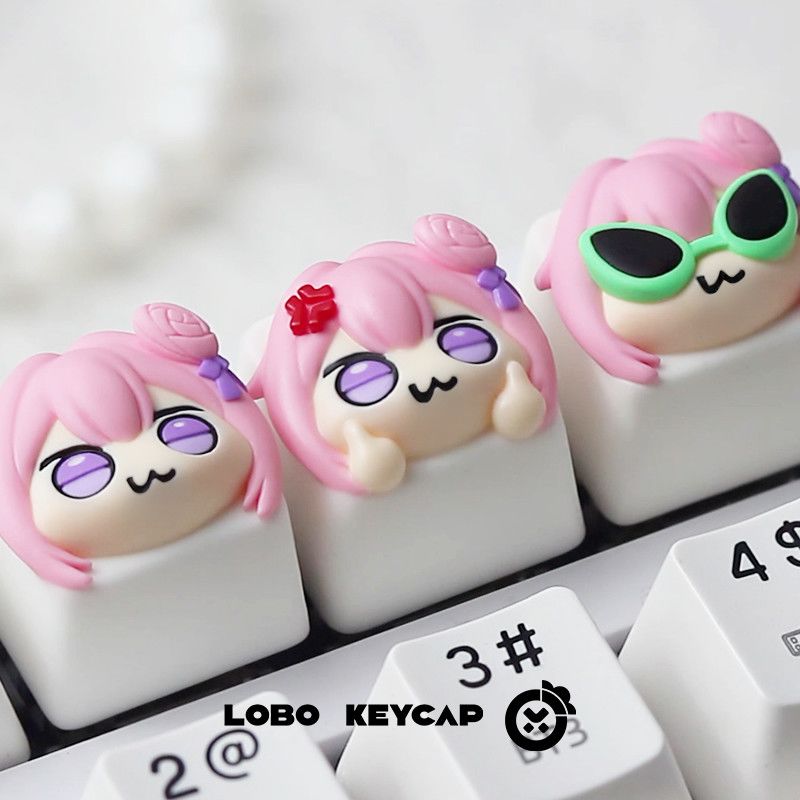 Gaming Console Keyboard - Keycap artisanal en résine, motif fille