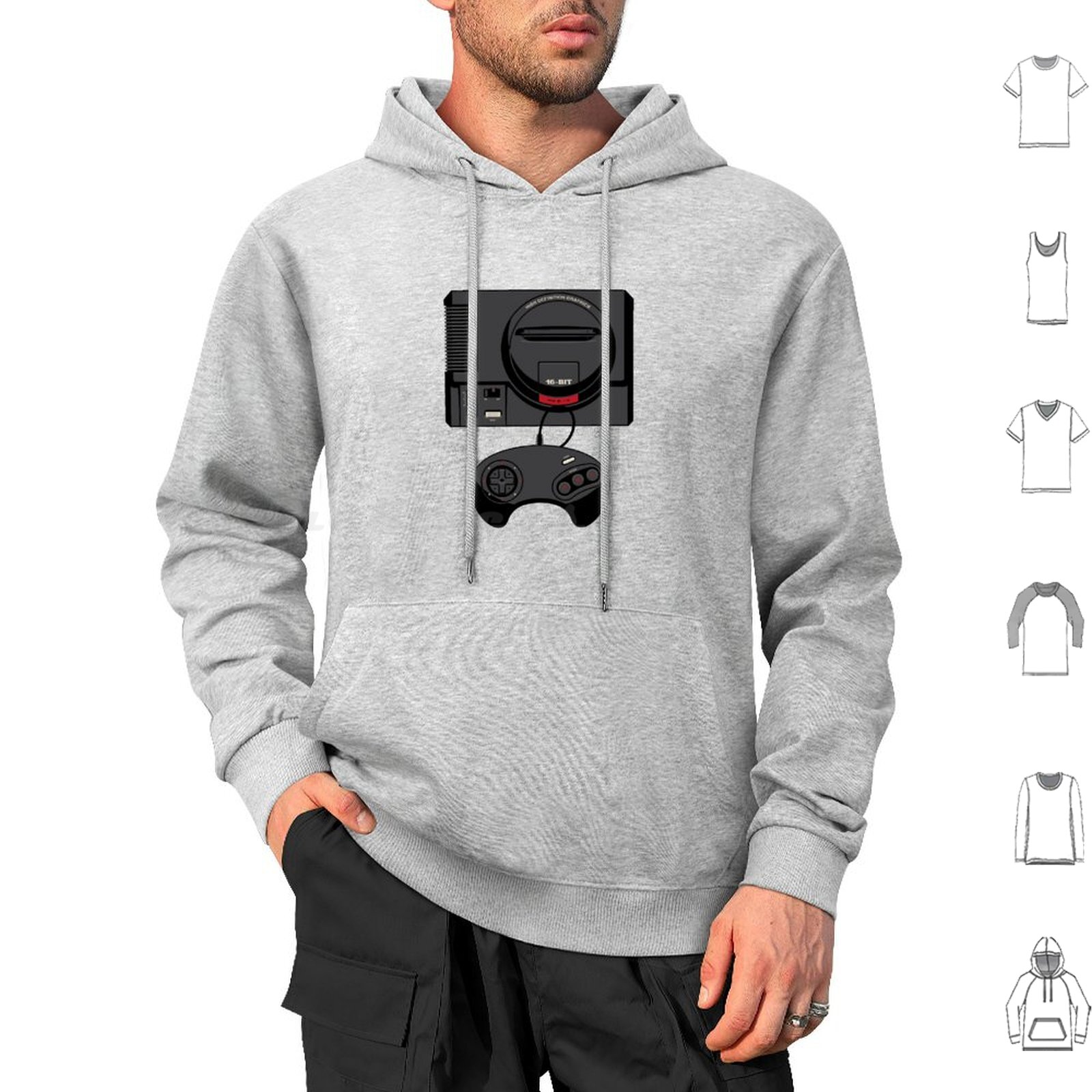 Gaming Console Genesis - Sweat à capuche noir rétro 16