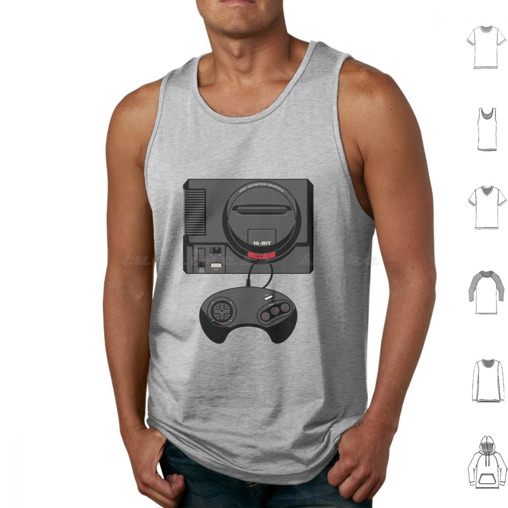 Gaming Console Genesis - Débardeur rétro noir 16 bits en