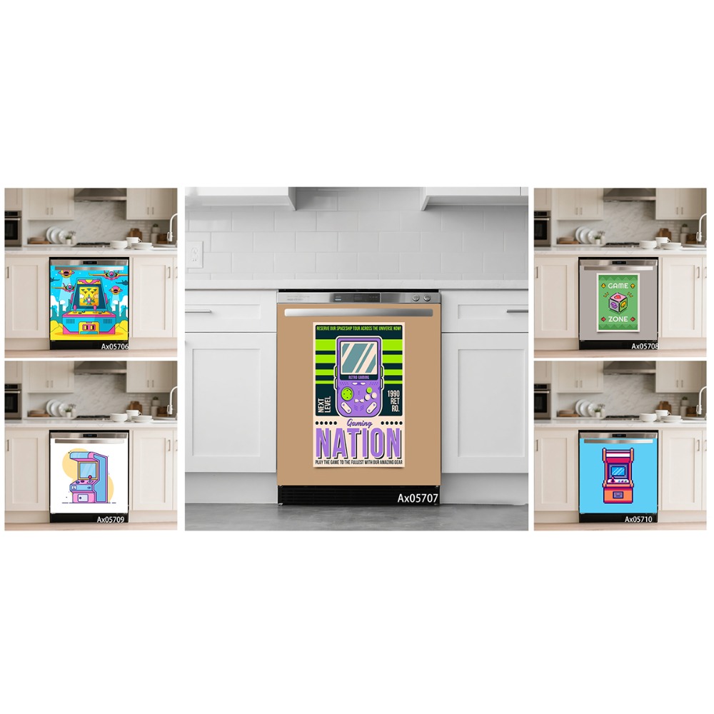 Gaming Console In 90S - Autocollant de porte de lave-vaisselle style